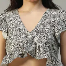 Oxolloxo Black Regular Fit Printed Top image 5