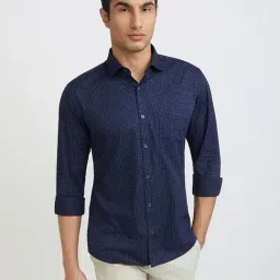Park Avenue Navy Slim Fit Printed Shirt-image-53