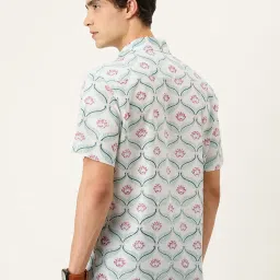 Burnt Umber White Regular Fit Printed Shirt image 2