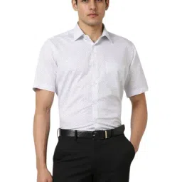 Van Heusen White Cotton Regular Fit Printed Shirt-picture-32