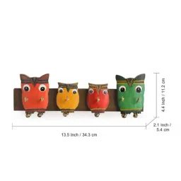ExclusiveLane 'Owl Family' Decorative Key Holder In Mango Wood (6 Hooks) image 4