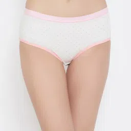 Clovia Pink & White Printed Hipster Panty image 1