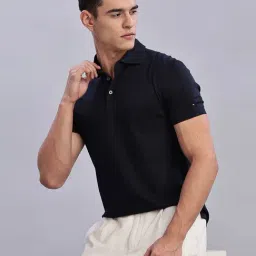 TOMMY HILFIGER Navy Solid Polo T-Shirt image 4