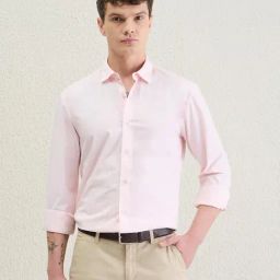 Iconic Pink Slim Fit Solid Shirt-picture-9