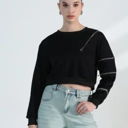 SHOWOFFFF Edition Women's Black Top with Zipper Detail-picture-24