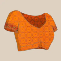 FABMORA Orange Woven Saree With Unstitched Blouse image 5