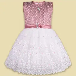 Wish Karo Kids Pink & White Embroidery Frock-image-20