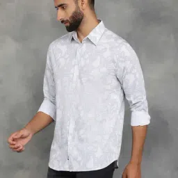 Greenfibre White Slim Fit Abstract Print Shirt image 2