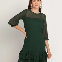 Zink London Green Self Design Dress image 1
