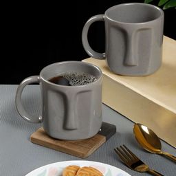 Arrabi Grey Solid Stoneware Glossy Mugs Set of Cups and Mugs-picture-12