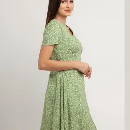 Zink London Green Printed Dress image 3
