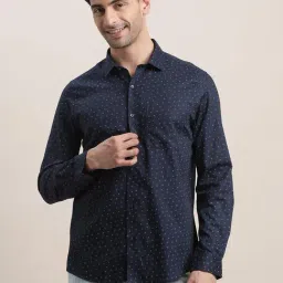 Turtle Blue Cotton Slim Fit Printed Shirt-picture-45
