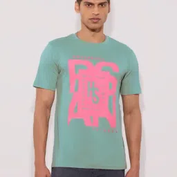 Hoversoul Light Green Cotton Regular Fit Logo Printed T-Shirt-picture-12