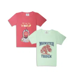 Vimal Jonney Kids Green & Red Printed T-Shirt (Pack of 2)-picture-25