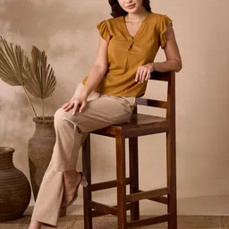 MISH Women Solid V-Neck Top image 2