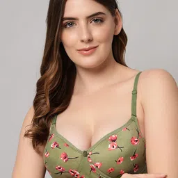 Imsa Moda Floral Cotton Lightly Padded Half Coverage Seamless Super Support Bra-picture-5