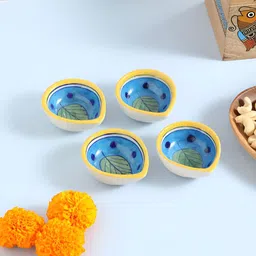 Eyaas Green & Blue 4 Pieces Ceramic Pooja Essentials-picture-15
