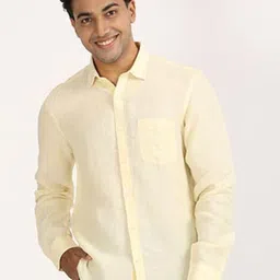 Indian Terrain Men Classic Fit Solid Spread Collar Linen Casual Shirt-picture-37