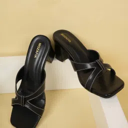 MOZAFIA Black Women's Block Heel Sandals image 2