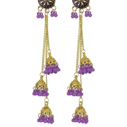 Weariton Women Purple Long Jhumkas Earrings-picture-51