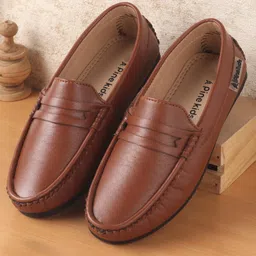 Pine Kids Slip On Round Toe Party Wear Loafers - Brown image 1