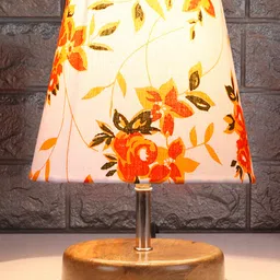 Devansh Multicolor cotton Round Natural Wood Table Lamp-picture-13