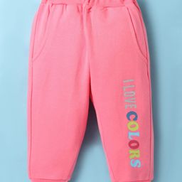 Zero Knit Full Length Fleece Pant with Text Print - Baby Pink-picture-33