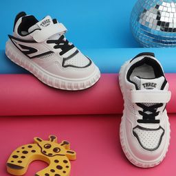 TRUFFLE COLLECTION Velcro Closure Mesh Detailed Sneakers - White & Black-picture-13