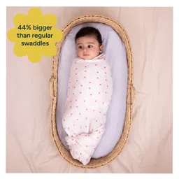 Nintara Baby Soft, Breathable, Lightweight, 100% Organic Cotton Extra-Large Swaddle Pack of 1 - Blush Hearts image 2