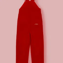 cherry crumble by nitt hyman Cherry Crumble By Nitt Cotton Woven Sleeveless Solid Dungaree - Peach image 3