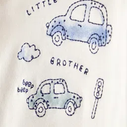 Carter's Knit Full Sleeves Onesie with Leggings with Car Print - White & Blue image 4