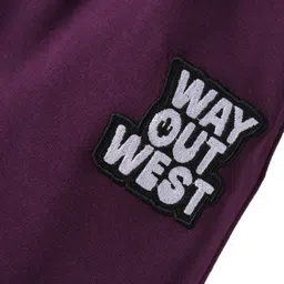 Pine Kids Knit Full Length Lounge Pant With Text Print - Plum image 3