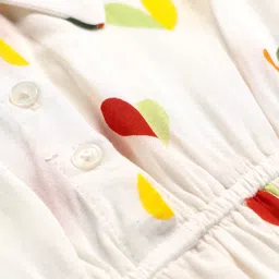 kookie kids india Kookie Kids Poplin Woven Sleeveless Collar Neck Dress with Hearts Print - White image 3