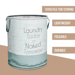 Aura Black & Grey 2 Pieces Printed Round Foldable Laundry Bags image 2