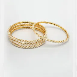 Anouk Women Set of 4 Gold-Plated Pearls Handcrafted Traditional Bangles image 2