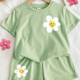 BLARY FASHION PLANET Girls Printed T-shirt with Shorts-picture-17