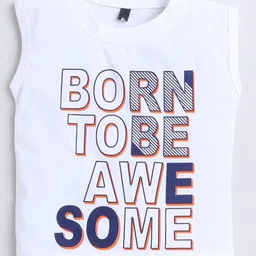 Ministitch Denim Full Sleeves Solid Jacket With Born To Be Awesome Text Printed T-Shirt - Navy Blue image 5