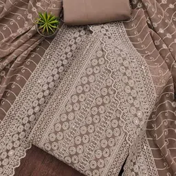 BlissFlair Floral Embroidered Sequinned Geogrette Unstitched Dress Material-picture-32