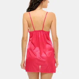 Clovia Pink Lace Babydoll With Robe image 2