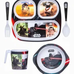 Servewell Star Wars Multicolor Melamine Kids  5Pcs Dinner Set (0.67 L) image 2