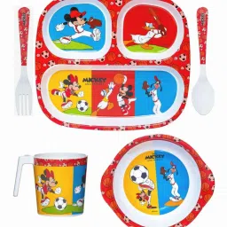 Servewell Mickey Multicolor Melamine Kids 5Pcs Dinner Set (0.67 L) image 2