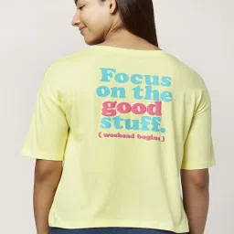 Dreamz by Pantaloons Lime Yellow Cotton Printed T-Shirt image 2