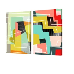 Art Street Printed Pink Cotton Canvas Wall Art - Set of 2 image 2