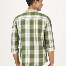 Lee Olive Cotton Regular Fit Checks Shirt image 2