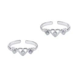 Taraash Triple Heart 92.5 Sterling Silver Toe Ring image 1