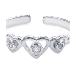 Taraash Triple Heart 92.5 Sterling Silver Toe Ring image 4
