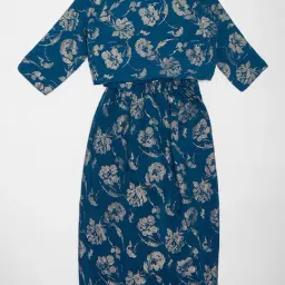 Akkriti by Pantaloons Girls Blue Indigo Printed Suit Set image 2