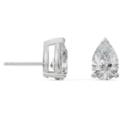 EMORI 18k (750) White Gold Pear Emerald Lab Grown Diamond Necklace & Earring Set image 3