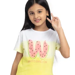 Under Fourteen Only Kids Yellow & White Printed Top image 1