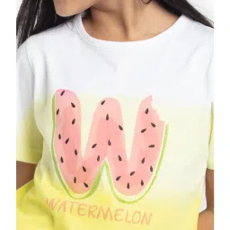 Under Fourteen Only Kids Yellow & White Printed Top image 4